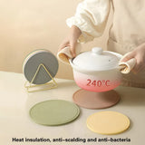 Grey 3 Pcs Premium Silicone Round Heat-Resistant Pad - 20cm Durable Kitchen Pot Mat with Anti-Slip Design