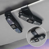 6 Pcs Red Luxury Rhinestone Car Sun Visor Glasses Clip - Multi-Functional, 180° Rotatable, ABS Material