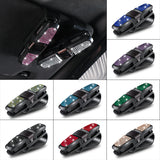 6 Pcs Light Blue Luxury Rhinestone Car Sun Visor Glasses Clip - Multi-Functional, 180° Rotatable, ABS Material