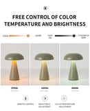 Bronze Metal Mushroom Table Lamp - Rechargeable Touch Control Ambient Light with Remote