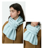 Milky White Soft Wool-Blend Solid Color Knit Scarf for Women - Cozy Faux Cashmere Shawl