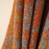 Orange Plaid Ethnic Boho Shawl for Women - Stylish Split Cape for Travel and Cooling Rooms