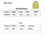 Black Stylish Transparent PVC Pet Carrier Backpack - Large Capacity, Multi-Use for Birds & Cats(Including Wooden Stick)