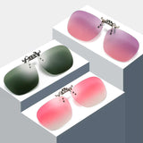 2 Pcs Grey Polarized Clip-On Sunglasses - Day & Night Use, Frameless Polygon Design for Fishing & Driving