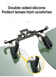 2 Pcs Purple Polarized Clip-On Sunglasses - Day & Night Use, Frameless Polygon Design for Fishing & Driving