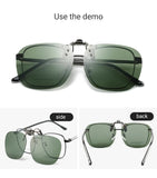 2 Pcs Black Grey Polarized Clip-On Sunglasses - Day & Night Use, Frameless Polygon Design for Fishing & Driving