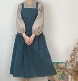Blue Cotton Waterproof Artisan Apron - 100x85cm, Stylish Cross-Back Design, Ideal for Kitchen & Floral Work