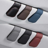 2 Pcs Wine Red PU Leather Car Visor Sunglasses Holder - Multi-Functional Clip for Glasses, Cards & Tickets, 9.5x4.5cm