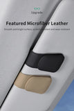 2 Pcs Orange PU Leather Car Visor Sunglasses Holder - Multi-Functional Clip for Glasses, Cards & Tickets, 9.5x4.5cm