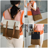 Beige And Brown Canvas Tote Bag for Women - Multi-Use Shoulder Handbag & Backpack, Large Capacity, 30x10x40cm
