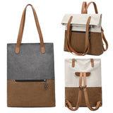 Gery And Brown Canvas Tote Bag for Women - Multi-Use Shoulder Handbag & Backpack, Large Capacity, 30x10x40cm