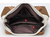 Gery And Brown Canvas Tote Bag for Women - Multi-Use Shoulder Handbag & Backpack, Large Capacity, 30x10x40cm