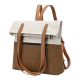 Dark Cyan And Brown Canvas Tote Bag for Women - Multi-Use Shoulder Handbag & Backpack, Large Capacity, 30x10x40cm