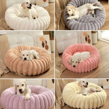 Black Plush Pet Bed - 40cm Round Dog & Cat Mat, Cozy PP Cotton Filled, Comfortable Pet Supplies