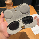 Black Stylish PU Leather Eyeglass Case - Portable Sunglasses Storage Pouch with Strap for Men and Women