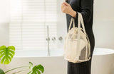 Green Lightweight Mesh Drawstring Beach Bag - Portable Travel Organizer for Toiletries and Essentials