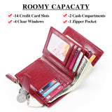 Dark Pink Premium Genuine Leather RFID Blocking Women's Wallet - Lightweight, Multi-Functional, and Stylish