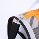 Size L Orange And Grey Foldable Pet Carrier Bag - Lightweight, Breathable, and Spacious for All Seasons