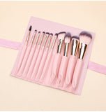 Pink 11 Pcs Makeup Brush Set - Complete Brush Kit with Travel Case