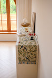 Birds & Branch Table Runner - Jacquard Woven Beige with Tassels(33X200CM)