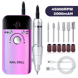 Purple High Speed ??Portable Nail Drill Set - Electric Nail File Set with 6 Nail Drill Bits