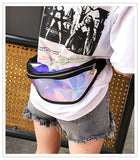 Black Transparent Waist Bag - Shiny Laser Waist Bag Crossbody Bag