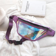 Purple Transparent Waist Bag - Shiny Laser Waist Bag Crossbody Bag