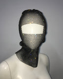 White colored diamonds Glitter Rhinestone Face Balaclava - Trendy Music Festival Head Cover, 37cm