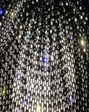 White colored diamonds Glitter Rhinestone Face Balaclava - Trendy Music Festival Head Cover, 37cm