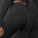 Size M Black Seamless High-Waisted Yoga Pants for Women - Lift Workout Leggings for Running, Gym, and Fitness