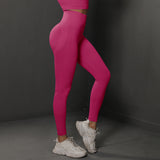Size S Rose Red Seamless High-Waisted Yoga Pants for Women - Lift Workout Leggings for Running, Gym, and Fitness