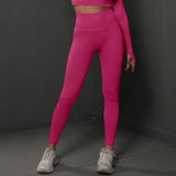 Size M Rose Red Seamless High-Waisted Yoga Pants for Women - Lift Workout Leggings for Running, Gym, and Fitness