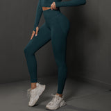 Size M Dark Green Seamless High-Waisted Yoga Pants for Women - Lift Workout Leggings for Running, Gym, and Fitness