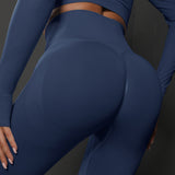 Size S Navy Blue Seamless High-Waisted Yoga Pants for Women - Lift Workout Leggings for Running, Gym, and Fitness