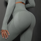 Size S Light Grey Seamless High-Waisted Yoga Pants for Women - Lift Workout Leggings for Running, Gym, and Fitness