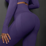 Size S Dark Purple Seamless High-Waisted Yoga Pants for Women - Lift Workout Leggings for Running, Gym, and Fitness
