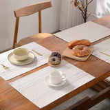 4 Pcs White Woven Placemats - Heat Resistant Kitchen Table Mats, Coffee Tea Cup Coasters, Linen Blend Dining Decor