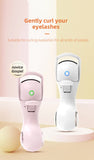 White Heated Eyelash Curler - 3 Temperature Settings, Long-Lasting Curl, Mini Electric Lash Curler