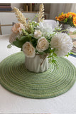 8 Pcs Beige Woven Round Placemat - Non-Slip, Heat-Resistant Dining Table Mat,  36cm