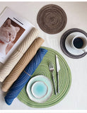 8 Pcs Khaki Woven Round Placemat - Non-Slip, Heat-Resistant Dining Table Mat,  36cm