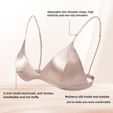 Size XL Black French Style Mulberry Silk Wireless Bralette - Triangle Cup Anti-Sagging Bra for Fuller Busts, Lightweight Comfort