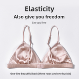 Size XL White French Style Mulberry Silk Wireless Bralette - Triangle Cup Anti-Sagging Bra for Fuller Busts, Lightweight Comfort