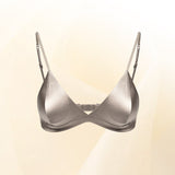 Size XL Brown French Style Mulberry Silk Wireless Bralette - Triangle Cup Anti-Sagging Bra for Fuller Busts, Lightweight Comfort