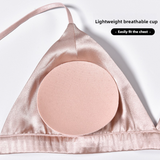 Size XL Brown French Style Mulberry Silk Wireless Bralette - Triangle Cup Anti-Sagging Bra for Fuller Busts, Lightweight Comfort