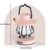 Pink Retro Snail Night Light - Portable Rechargeable Camping Lantern with Hook, 3-Color Dimming