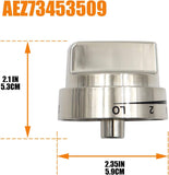 2 Pcs Silver AEZ73453509 Oven Stove Knob Assembly - Stainless Steel Replacement for AEZ72909008, Easy Install & Durable Upgrade