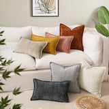 Black Chenille Crosshatch Textured Pillow Covers Set of 2 - Modern Minimalist Sofa Bed Cushion Covers 45x45cm & 30x50cm(without pillow core)