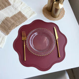 Red Nordic Style Faux Leather Placemats Set of 4 - Heat-Resistant Waterproof Table Mats 38x38cm(cutlery not included)