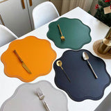 Blue Nordic Style Faux Leather Placemats Set of 4 - Heat-Resistant Waterproof Table Mats 38x38cm(cutlery not included)