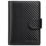 Black Plaid Men's Short Leather Wallet with RFID Protection - Genuine Cowhide Cardholder with Coin Pocket